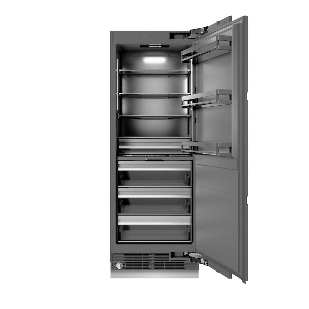 ZLINE Autograph Edition 30 in. 16.7 cu. ft. Panel Ready Column Refrigerator with Graphite Gray Interior and Matte Black Accents (RBCRVZ-30-MB)