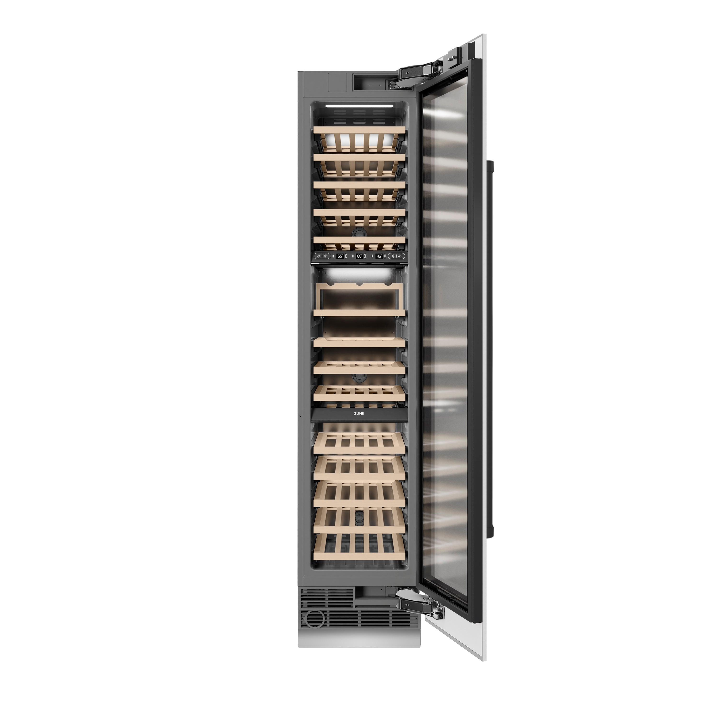 ZLINE Autograph Edition 18 in. 9.0 cu. ft. Triple Zone 68 Bottle Right Hinge Column Wine Cooler in White Matte with Matte Black Accents (RCWVRZ-WM-18-MB)