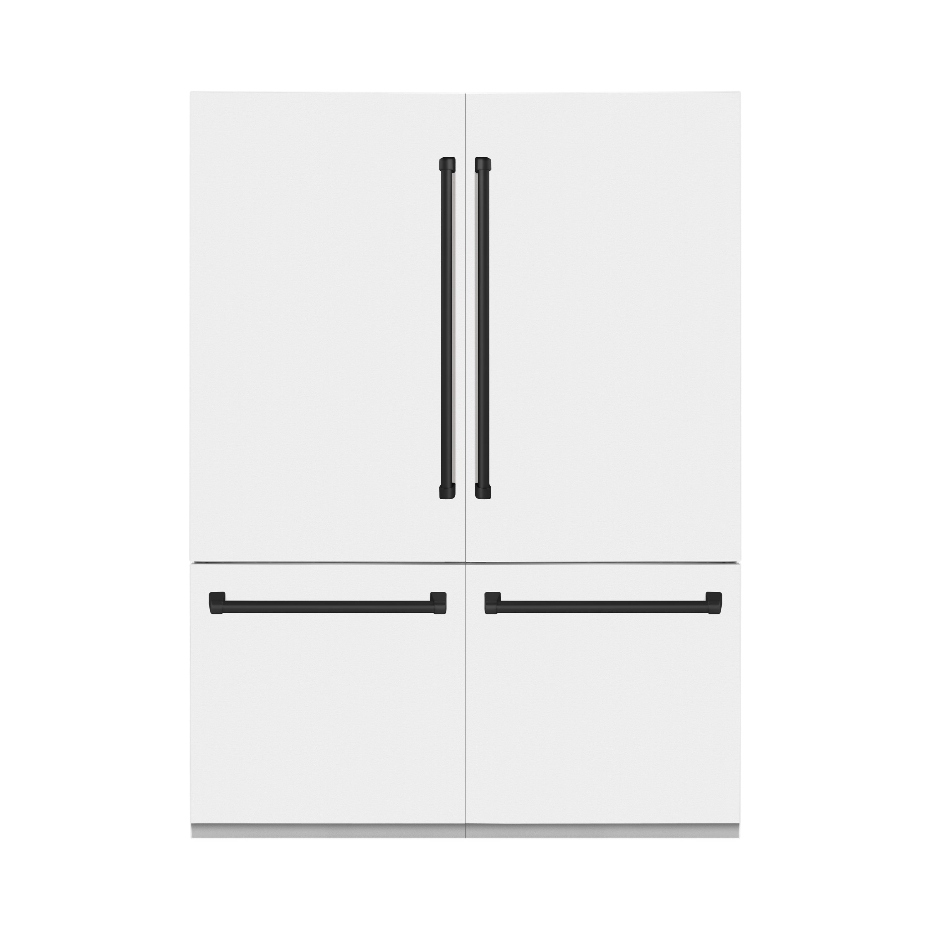 ZLINE Autograph Edition 60 in. 32.2 cu. ft. French Door Built-In Bottom Freezer Refrigerator with Water Dispenser and Ice Maker in White Matte with Matte Black Accents (RBIVZ-WM-60-MB)