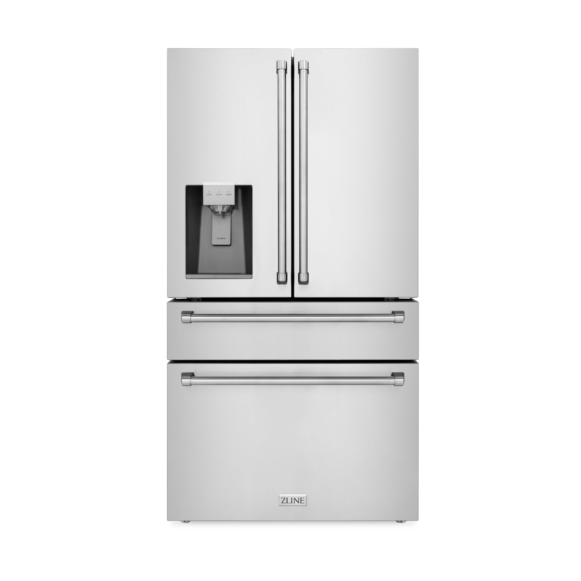 ZLINE 36 in. 21.6 cu. ft. Counter-Depth French Door Refrigerator with Water and Ice Dispenser in Fingerprint-Resistant Stainless Steel (RFM-W-36)