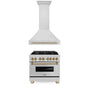 ZLINE 36" Autograph Edition Kitchen Package with Stainless Steel Dual Fuel Range and Range Hood with Champagne Bronze Accents (2AKP-RARH36-CB)