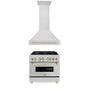 ZLINE 36" Autograph Edition Kitchen Package with Stainless Steel Dual Fuel Range and Range Hood with Polished Gold  Accents (2AKP-RARH36-G)