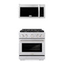 ZLINE 30 in. Kitchen Package Stainless Steel Gas Range and Over The Range Microwave with Modern Handle