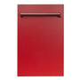 ZLINE 18 in. Compact Red Matte Top Control Built-In Dishwasher with Stainless Steel Tub and Traditional Style Handle, 52dBa (DW-RM-18)