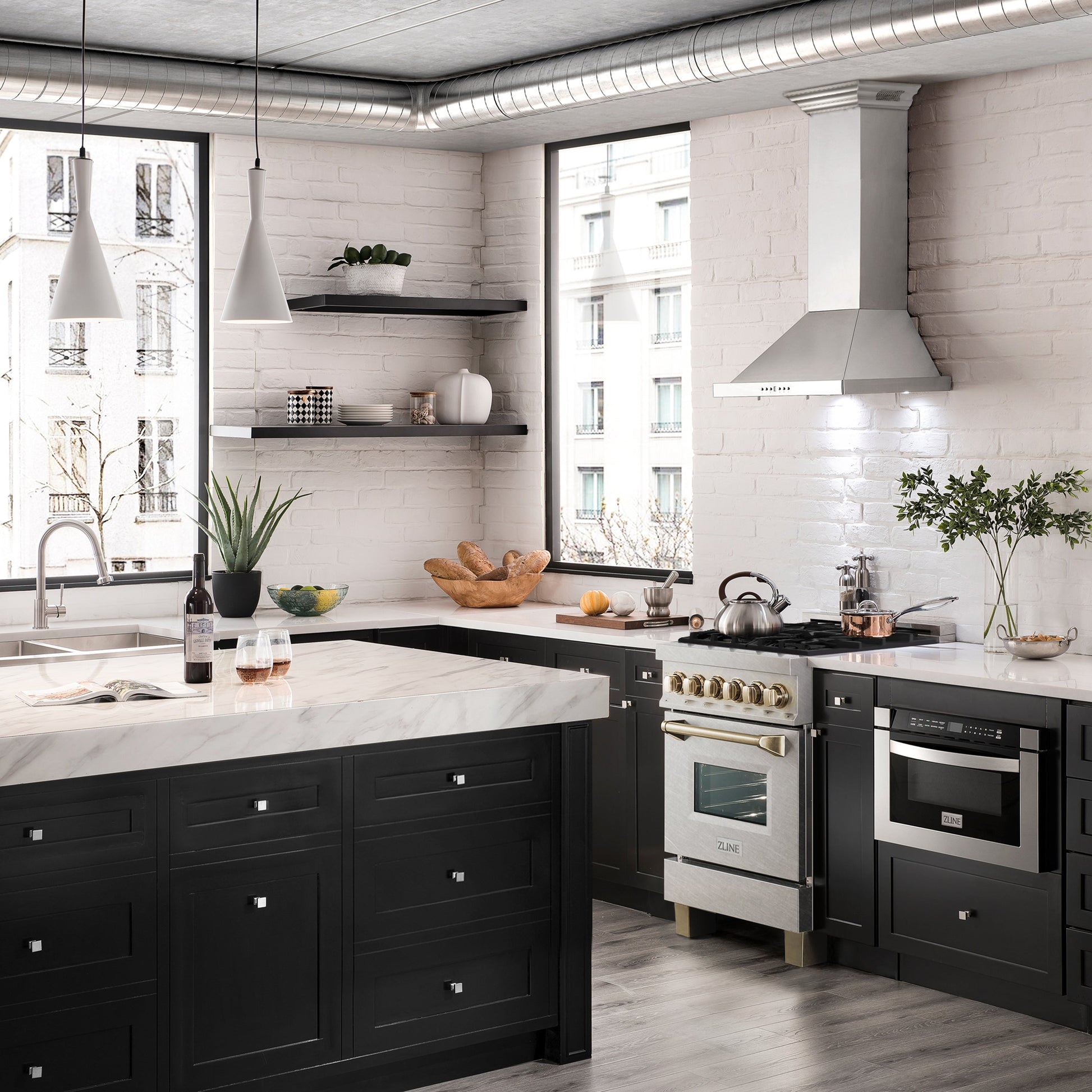 ZLINE Autograph Edition 24 in. 2.8 cu. ft. Legacy Dual Fuel Range with 4 Burner Gas Cooktop and Electric Convection Oven in Stainless Steel