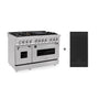ZLINE 48 in. 6.0 cu. ft. Legacy Dual Fuel Range with Gas Cooktop and 2 Electric Ovens in Satin Stainless Steel with 6 Brass Burners and Griddle (RAS-SN-BR-GR-48)