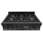ZLINE 36" Porcelain Gas Stovetop in Black Stainless Steel with 6 Gas Brass Burners (RTB-36)