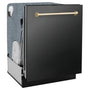 ZLINE Autograph Edition 24" Monument Series 3rd Rack Top Touch Control Tall Tub Dishwasher in Black Stainless Steel with Polished Gold Handle, 45dBa (DWMTZ-BS-24-G)