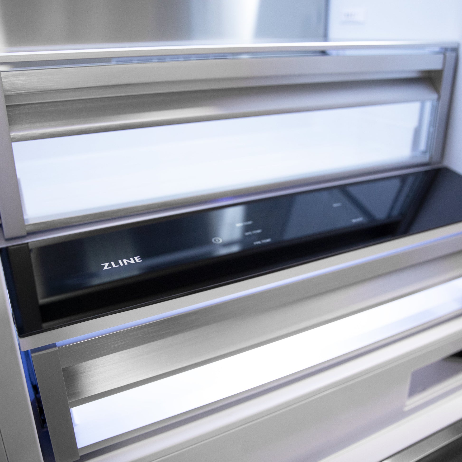 ZLINE Autograph Edition 60 in. 32.2 cu. ft. French Door Built-In Bottom Freezer Refrigerator with Water Dispenser and Ice Maker in DuraSnow® Stainless Steel with Polished Gold Accents (RBIVZ-SN-60-G)