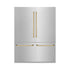 ZLINE Autograph Edition 60 in. 32.2 cu. ft. French Door Built-In Bottom Freezer Refrigerator with Water Dispenser and Ice Maker in DuraSnow® Stainless Steel with Polished Gold Accents (RBIVZ-SN-60-G)