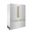 ZLINE Autograph Edition 60 in. 32.2 cu. ft. French Door Built-In Bottom Freezer Refrigerator with Water Dispenser and Ice Maker in DuraSnow® Stainless Steel with Polished Gold Accents (RBIVZ-SN-60-G)