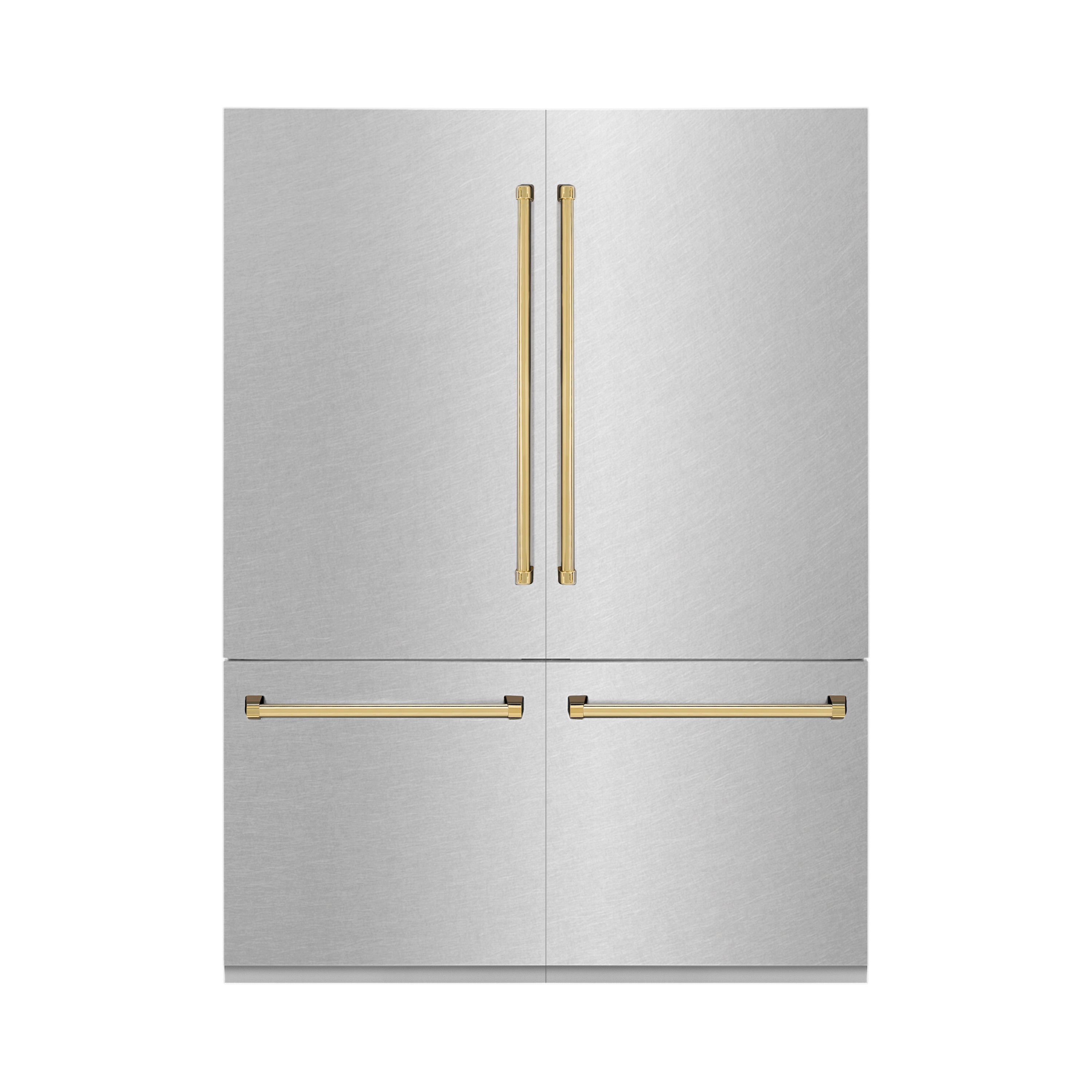 ZLINE Autograph Edition 60 in. 32.2 cu. ft. French Door Built-In Bottom Freezer Refrigerator with Water Dispenser and Ice Maker in Satin Stainless Steel with Matte Black Accents (RBIVZ-SN-60-MB)