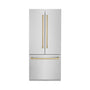 ZLINE Autograph Edition 36 in. 19.6 cu. ft. French Door Built-In Bottom Freezer Refrigerator with Water Dispenser and Ice Maker in Stainless Steel with Champagne Bronze Accents (RBIVZ-304-36-CB)