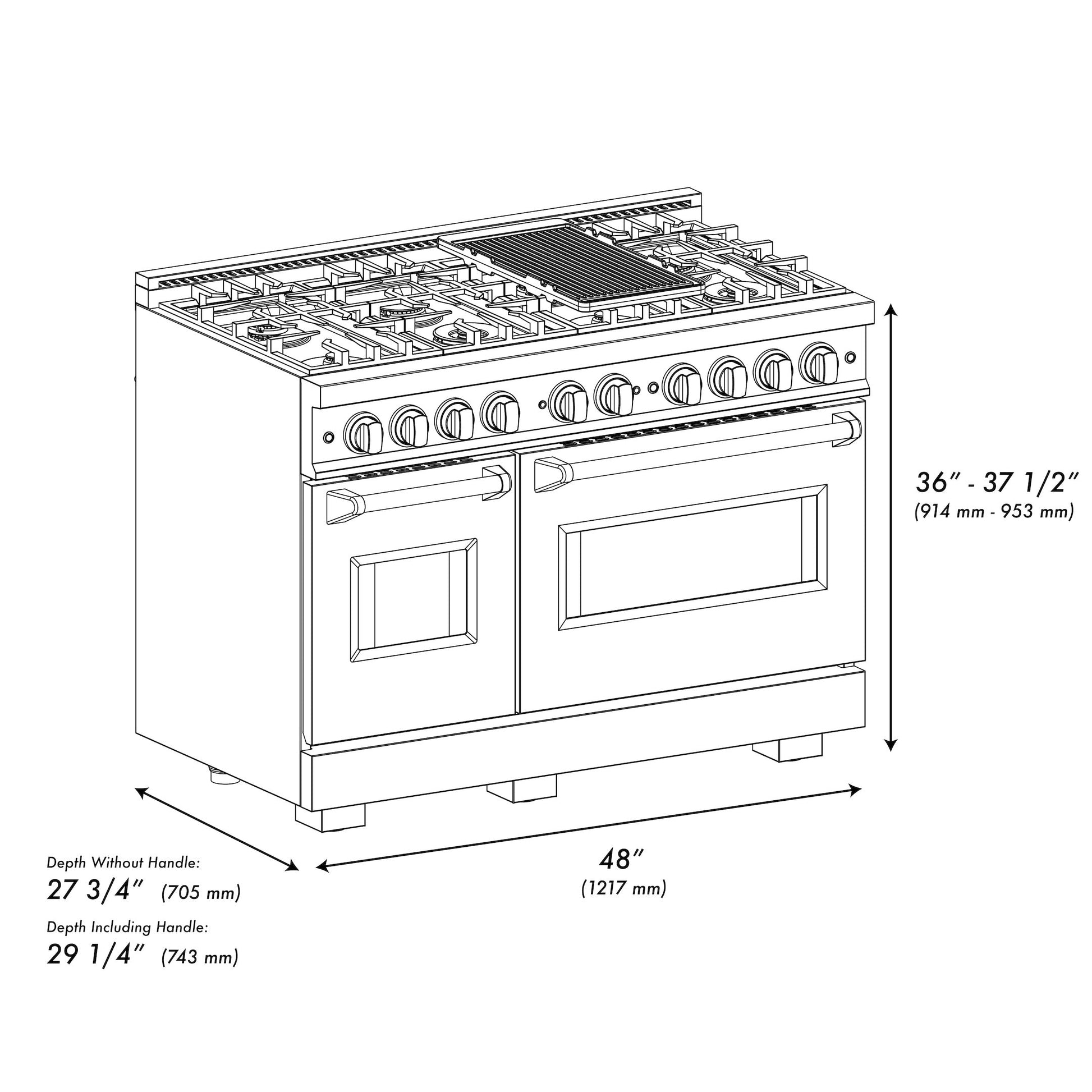 ZLINE Autograph Edition 48 in. 6.7 cu. ft. Classic Double Oven Gas Range with 8 Burner Cooktop in DuraSnow® Stainless Steel with White Matte Doors and Polished Gold Accents (CGRSZ-WM-48-G)