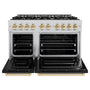 ZLINE Autograph Edition 48 in. 6.7 cu. ft. Classic Double Oven Dual Fuel Range with 8 Burner Gas Cooktop in Stainless Steel with Black Matte Doors and Polished Gold Accents (CDRZ-BLM-48-G)