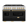 ZLINE Autograph Edition 48 in. 6.7 cu. ft. Classic Double Oven Dual Fuel Range with 8 Burner Gas Cooktop in Stainless Steel with Black Matte Doors and Polished Gold Accents (CDRZ-BLM-48-G)
