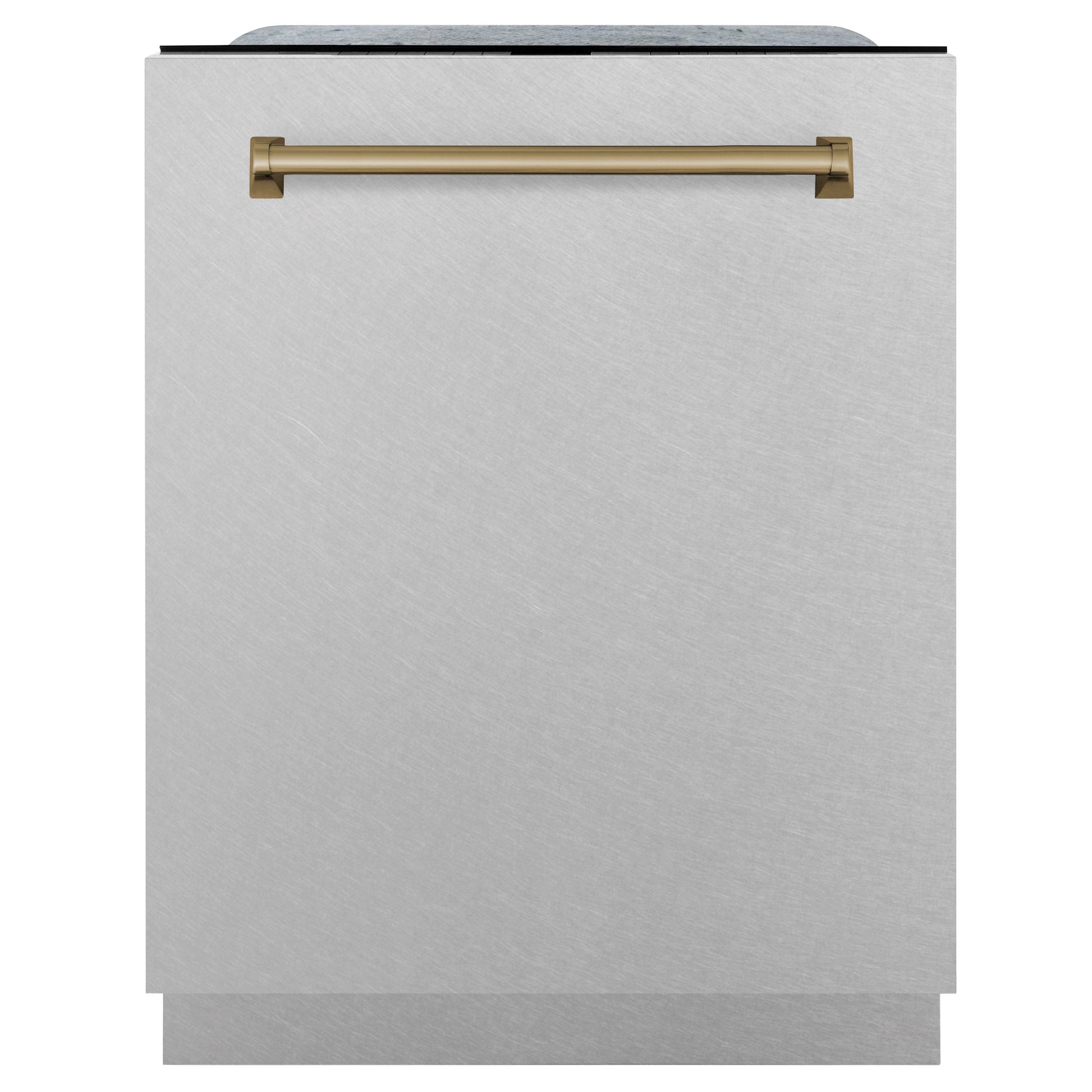 ZLINE Autograph Edition 24" 3rd Rack Top Touch Control Tall Tub Dishwasher in DuraSnow Stainless Steel with Accent Handle, 45dBa (DWMTZ-SN-24)