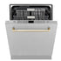 ZLINE Autograph Edition 24" 3rd Rack Top Touch Control Tall Tub Dishwasher in DuraSnow Stainless Steel with Accent Handle, 45dBa (DWMTZ-SN-24)