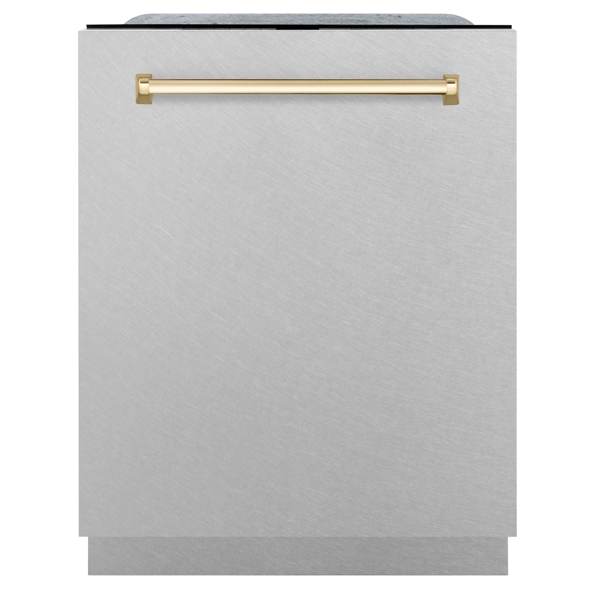 ZLINE Autograph Edition 24" 3rd Rack Top Touch Control Tall Tub Dishwasher in DuraSnow Stainless Steel with Accent Handle, 45dBa (DWMTZ-SN-24)