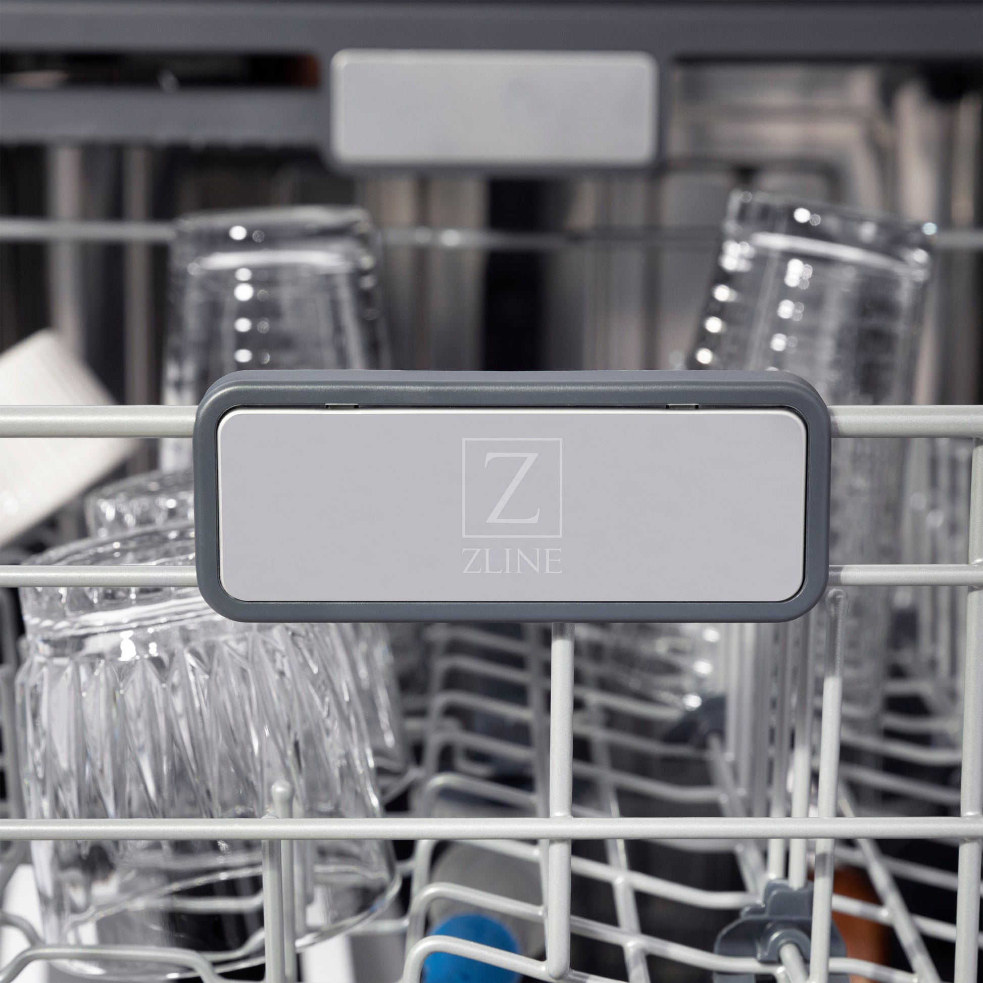 ZLINE Autograph Edition 24" 3rd Rack Top Touch Control Tall Tub Dishwasher in DuraSnow Stainless Steel with Accent Handle, 45dBa (DWMTZ-SN-24)