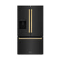 ZLINE Autograph Edition 36 in. 28.9 cu. ft. Standard-Depth French Door External Water Dispenser Refrigerator with Dual Ice Maker in Fingerprint-Resistant Black Stainless Steel and Polished Gold Traditional Handles (RSMZ-W-36-BS-G)