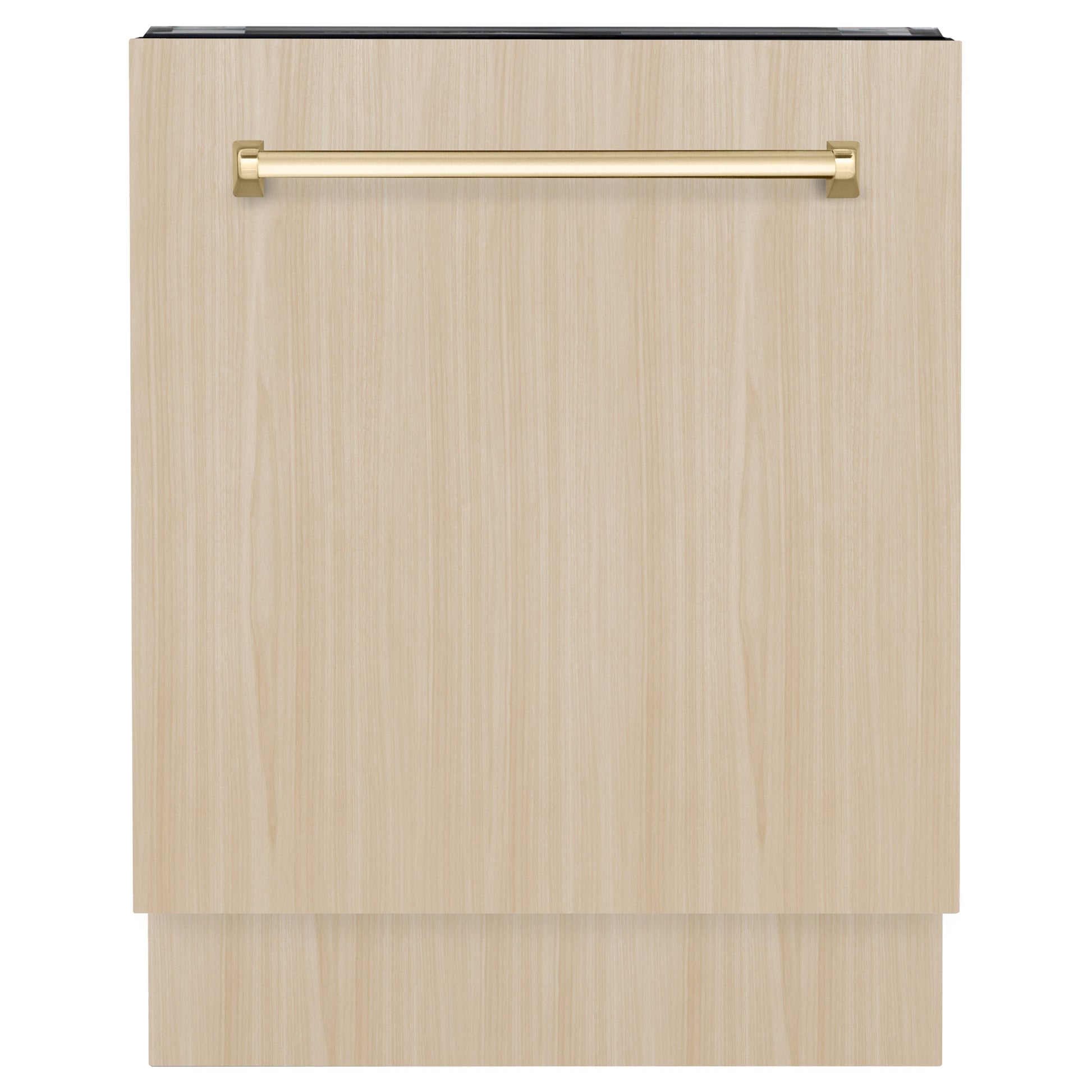 ZLINE Autograph Edition 24" Tallac Series 3rd Rack Top Control Built-In Tall Tub Dishwasher in Custom Panel Ready with Polished Gold Handle, 51dBa (DWVZ-24-G)