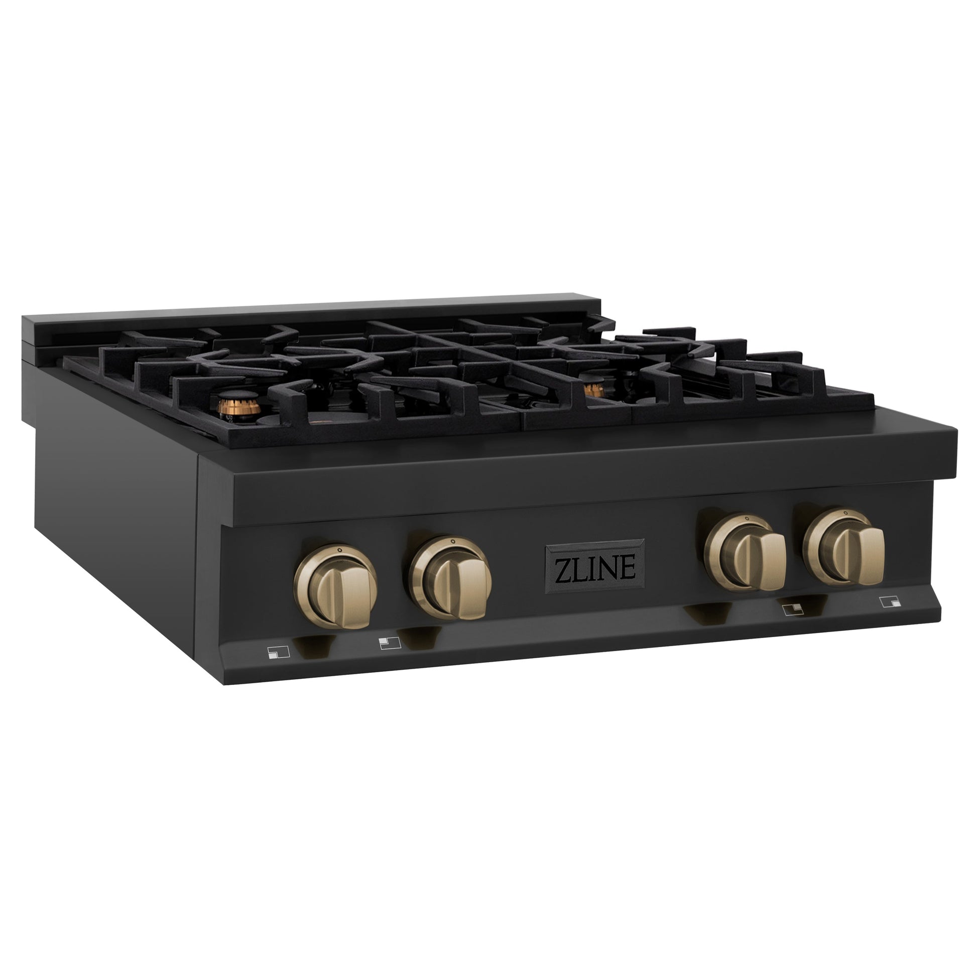 ZLINE Autograph Edition ZLINE Autograph Edition 30" Porcelain Rangetop with 4 Gas Burners in Black Stainless Steel and Champagne Bronze Accents (RTBZ-30-CB)30 in. Porcelain Rangetop with 4 Gas Burners in Black Stainless Steel and Accents (RTBZ-30)