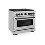 ZLINE Autograph Edition 36 in. 5.2 cu. ft. Paramount Dual Fuel Range with 6 Burner Gas Cooktop and Electric Convection Oven in Satin Stainless Steel with Matte Black Accents (SDRSZ-36-MB)