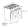 ZLINE Autograph Edition 36 in. 4.6 cu. ft. Legacy Dual Fuel Range with 6 Burner Gas Cooktop and Electric Convection Oven