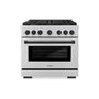 ZLINE Autograph Edition 36 in. 5.2 cu. ft. Paramount Gas Range with 6 Burner Cooktop and Convection Gas Oven in Stainless Steel and Matte Black Accents (SGRZ-36-MB)