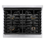 ZLINE Autograph Edition 30 in. 4.2 cu. ft. Paramount Gas Range with 4 Burner Cooktop and Convection Gas Oven in Stainless Steel with White Matte Door and Champagne Bronze Accents (SGRZ-WM-30-CB)