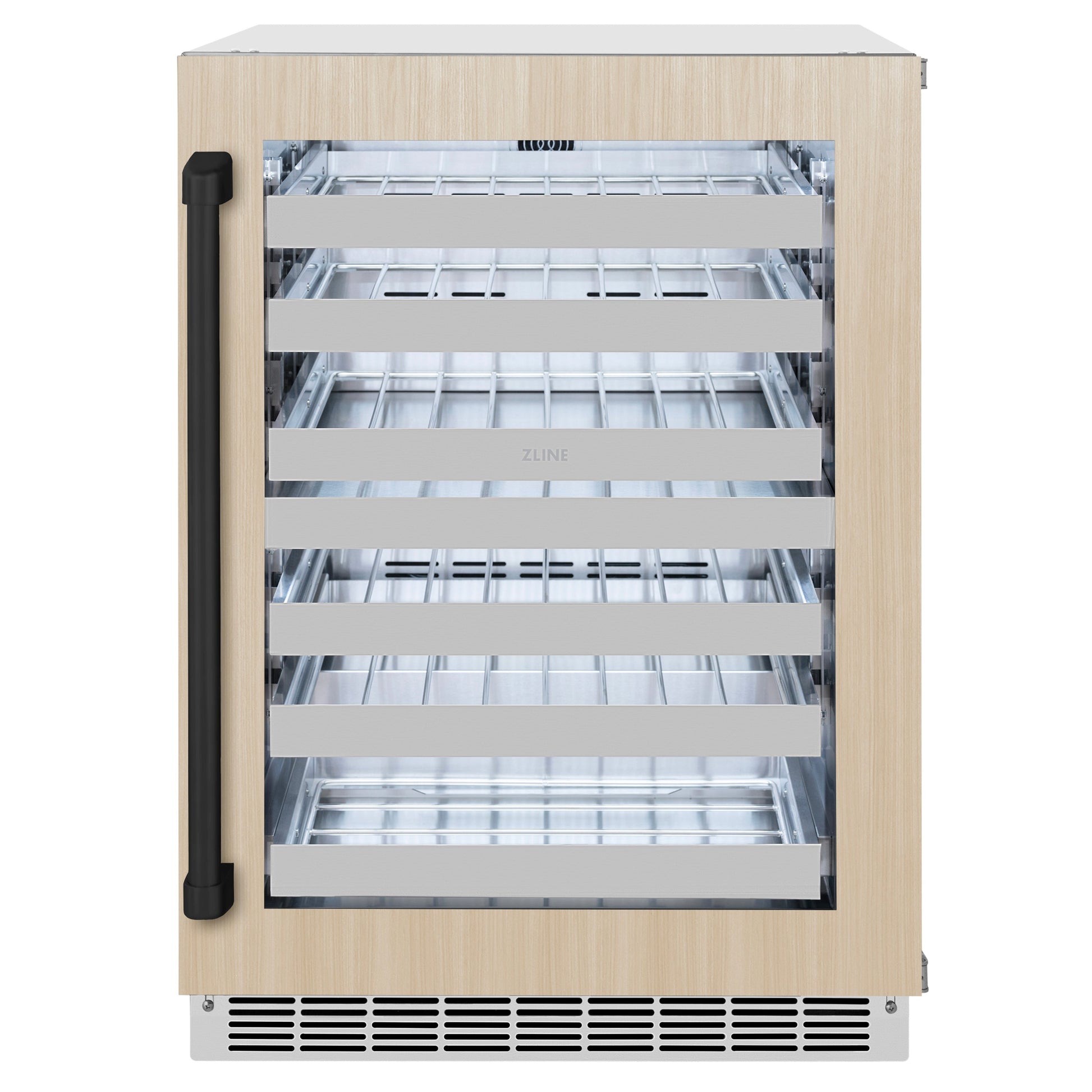 ZLINE 24 In. Touchstone Wine Cooler with Panel-Ready Glass Door and Matte Black Handle (RWDPOZ-24-MB)