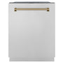ZLINE Autograph Edition 24" Monument Series 3rd Rack Top Touch Control Tall Tub Dishwasher in Stainless Steel with Champagne Bronze Handle, 45dBa (DWMTZ-304-24-CB)