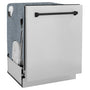 ZLINE Autograph Edition 24" Monument Series 3rd Rack Top Control Built-In Tall Tub Dishwasher in Stainless Steel with Matte Black Handle, 45dBa (DWMTZ-304-24-MB)