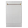 ZLINE Autograph Edition 18” Tallac Series 3rd Rack Top Control Built-In Dishwasher in Stainless Steel with Champagne Bronze Handle, 51dBa (DWVZ-304-18-CB)