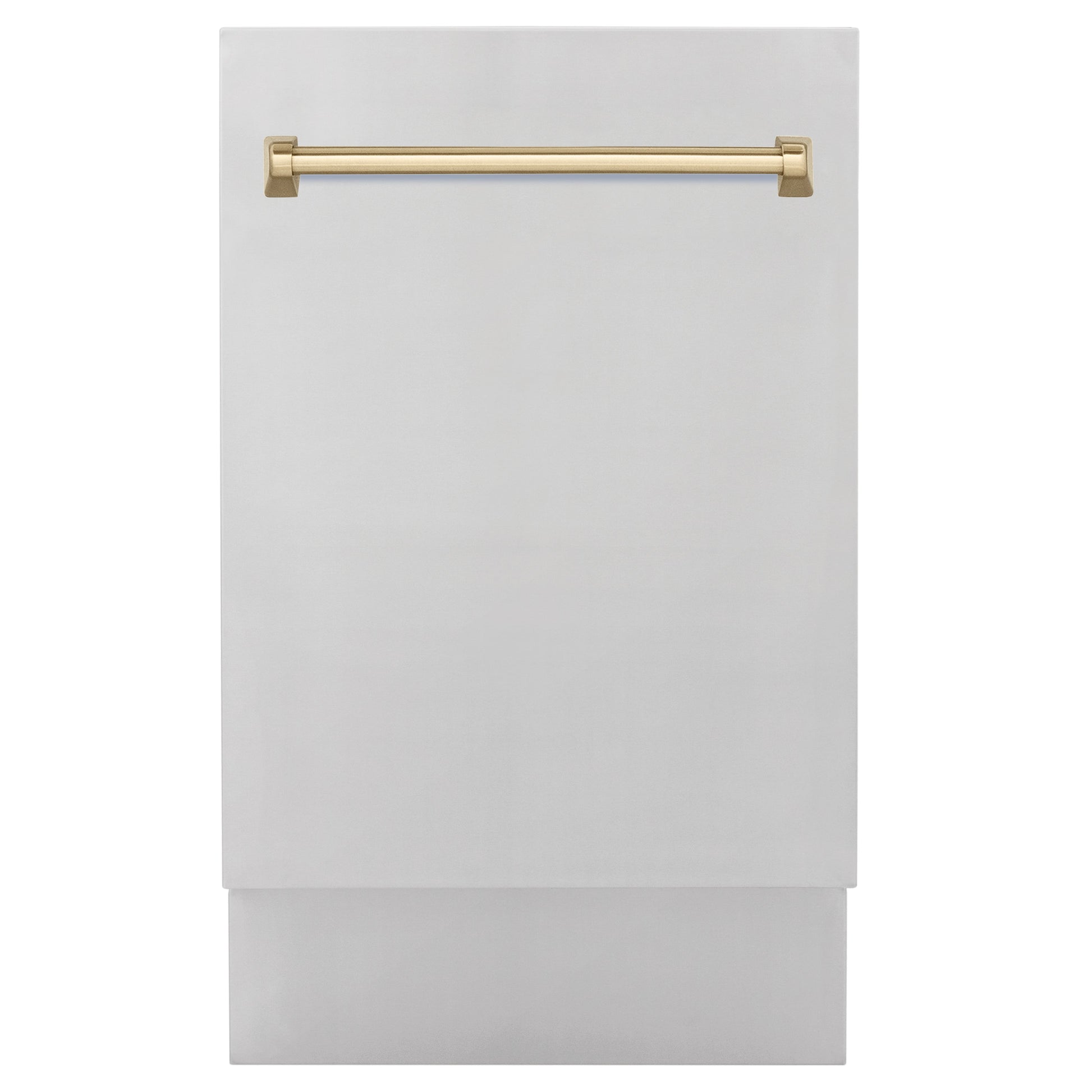 ZLINE Autograph Edition 18” Tallac Series 3rd Rack Top Control Built-In Dishwasher in Stainless Steel with Champagne Bronze Handle, 51dBa (DWVZ-304-18-CB)