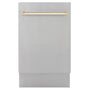 ZLINE Autograph Edition 18” Tallac Series 3rd Rack Top Control Built-In Dishwasher in Stainless Steel with Polished Gold Handle, 51dBa (DWVZ-304-18-G)