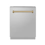 ZLINE Autograph Edition 24" Tallac Series 3rd Rack Top Control Built-In Tall Tub Dishwasher in Stainless Steel with Champagne Bronze Handle, 51dBa (DWVZ-304-24-CB)