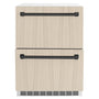 ZLINE Autograph Edition 24 in. Touchstone 168 Can Outdoor-Rated Dual Refrigerator Drawer with Panel-Ready Doors and Matte Black Handles (RDSPOZ-24-MB)