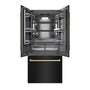 ZLINE Autograph Edition 36 in. 19.6 cu. ft. French Door Built-In Bottom Freezer Refrigerator with Water Dispenser and Ice Maker in Black Stainless Steel with Graphite Gray Interior and Champagne Bronze Accents (GRBIVZ-BS-36-CB)