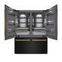 ZLINE Autograph Edition 60 in. 32.2 cu. ft. French Door Built-In Bottom Freezer Refrigerator with Water Dispenser and Ice Maker in Black Stainless Steel with Graphite Gray Interior and Polished Gold Accents (GRBIVZ-BS-60-G)