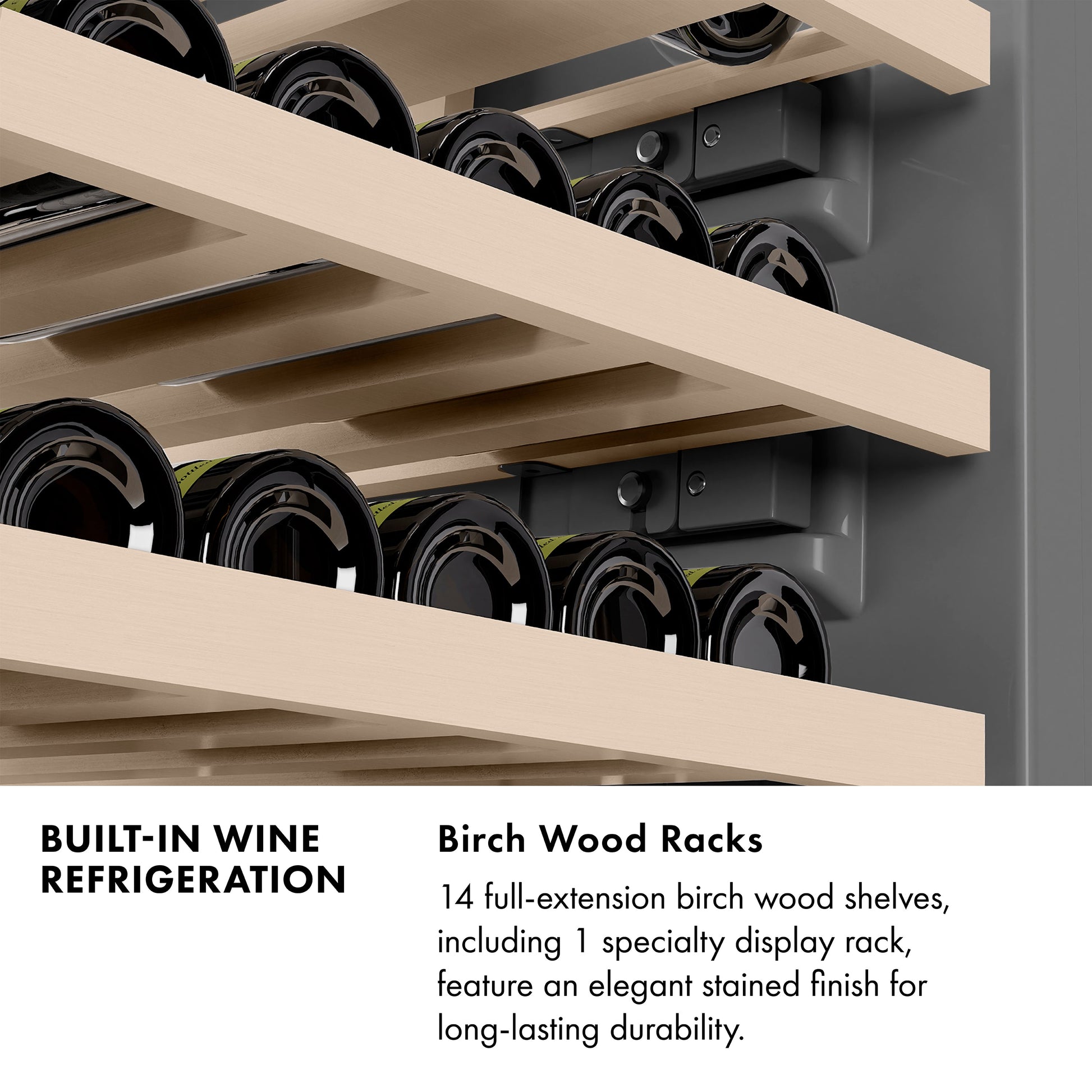 ZLINE Autograph Edition 24 in. 12.4 cu. ft. Triple Zone 100 Bottle Column Wine Cooler in Stainless Steel and Polished Gold Accents (RCWVZ-304-24-G)