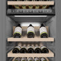 ZLINE Autograph Edition 18 in. 9.0 cu. ft. Triple Zone 68 Bottle Right Hinge Column Wine Cooler in DuraSnow® Stainless Steel with Matte Black Accents (RCWVRZ-SN-18-MB)