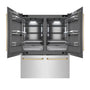 ZLINE Autograph Edition 60 in. 32.2 cu. ft. French Door Built-In Bottom Freezer Refrigerator with Water Dispenser and Ice Maker in Satin Stainless Steel with Graphite Gray Interior and Polished Gold Accents (GRBIVZ-SN-60-G)