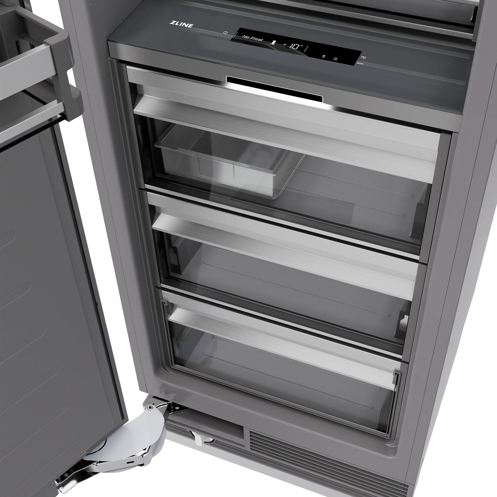 ZLINE Autograph Edition 18 in. 8.6 cu. ft. Panel Ready Right Hinge Column Freezer with Graphite Gray Interior and Polished Gold Accents (RBCFVRZ-18-G)