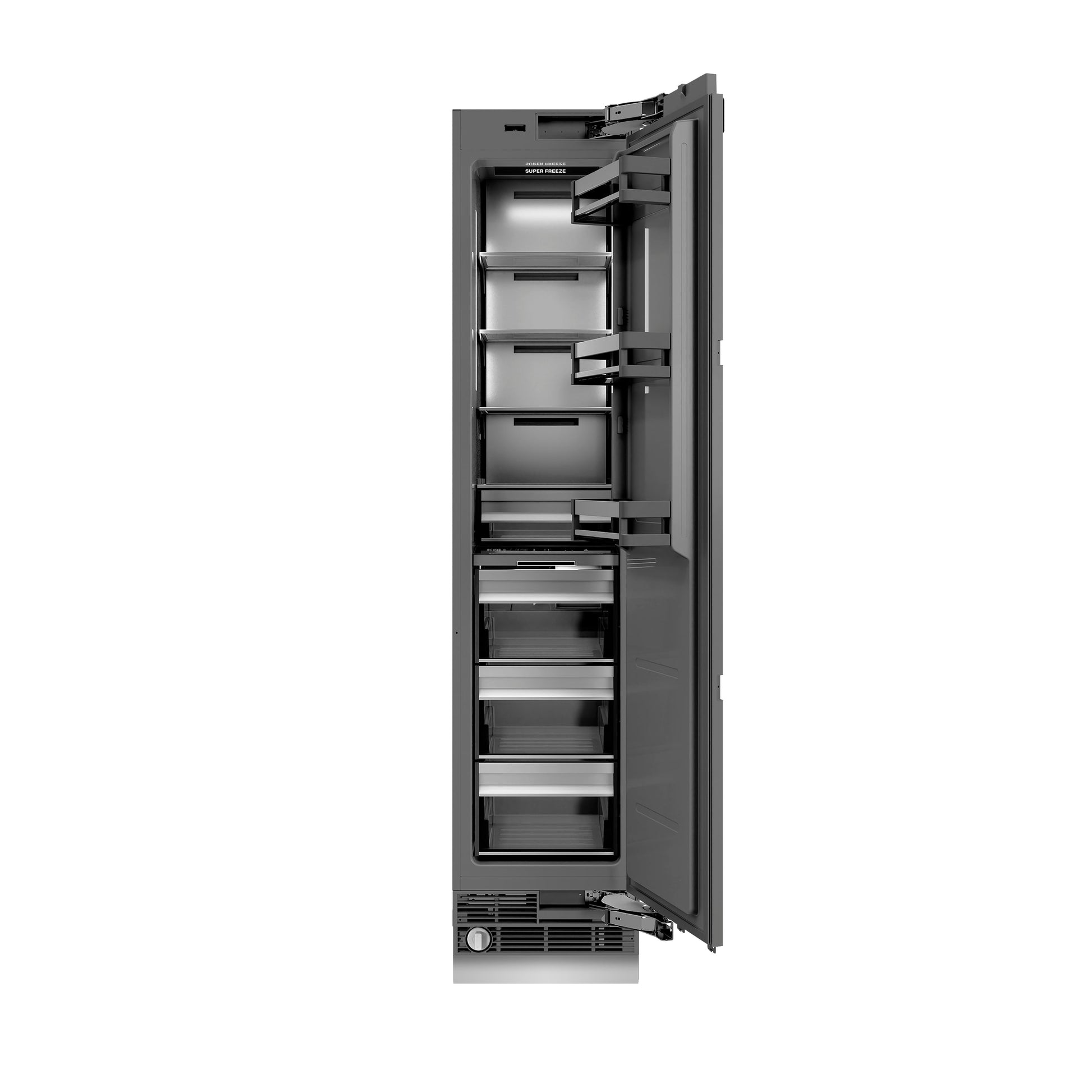 ZLINE Autograph Edition 18 in. 8.6 cu. ft. Panel Ready Right Hinge Column Freezer with Graphite Gray Interior and Polished Gold Accents (RBCFVRZ-18-G)