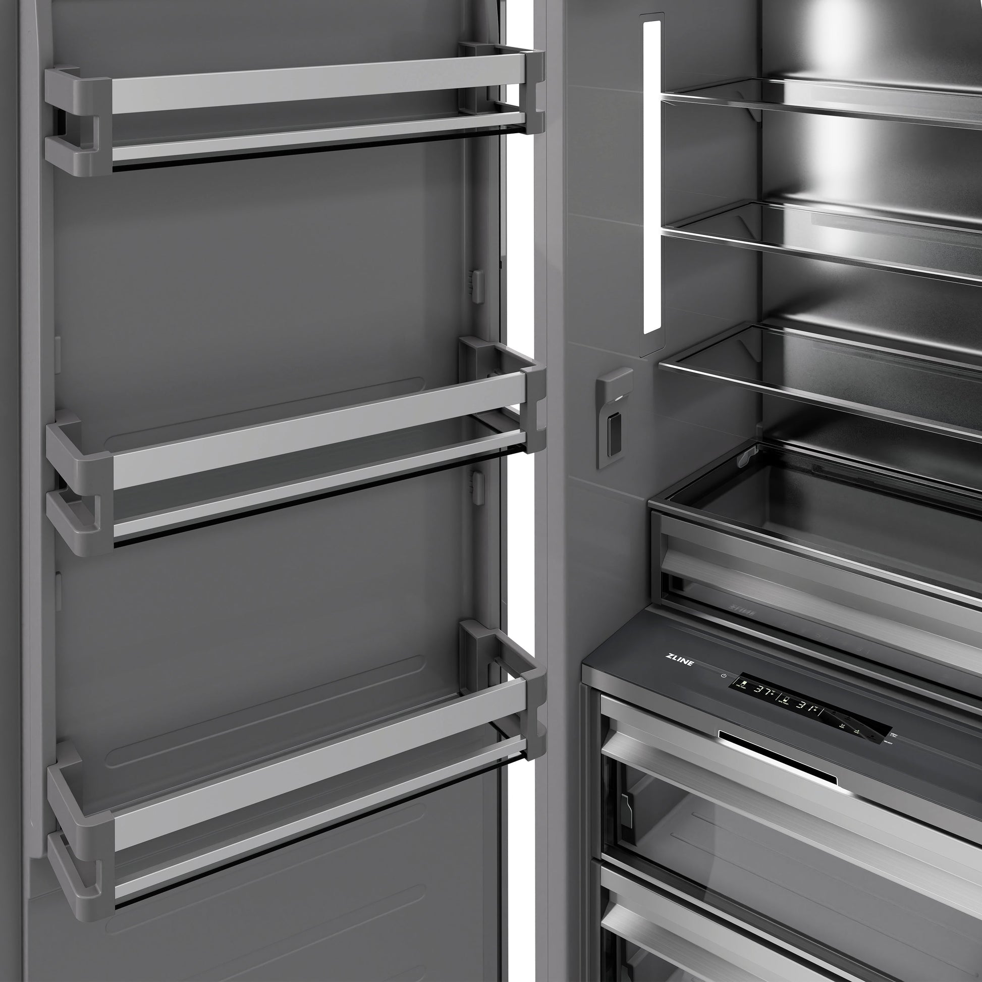ZLINE 24 in. 12.5 cu. ft. Panel Ready Column Refrigerator with Graphite Gray Interior (RBCRV-24)