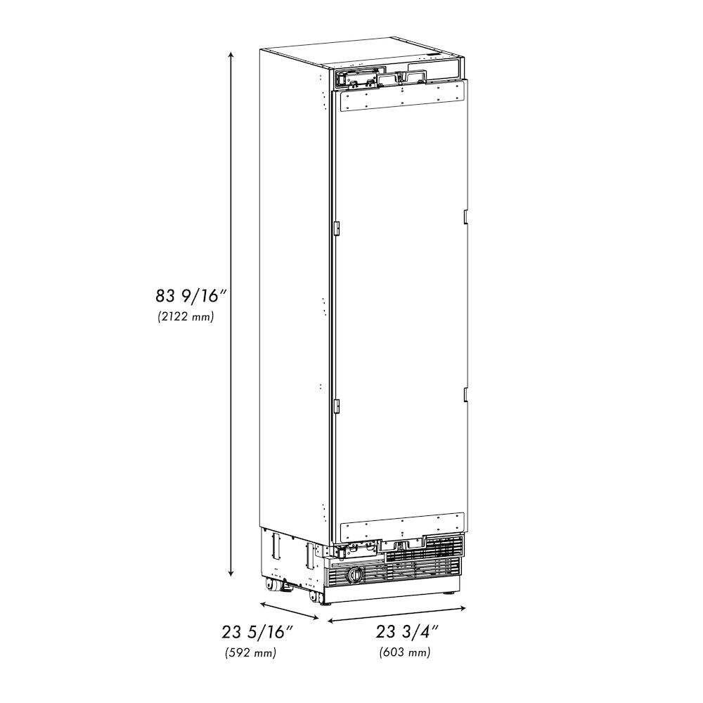 ZLINE 24 in. 12.5 cu. ft. Panel Ready Column Refrigerator with Graphite Gray Interior (RBCRV-24)
