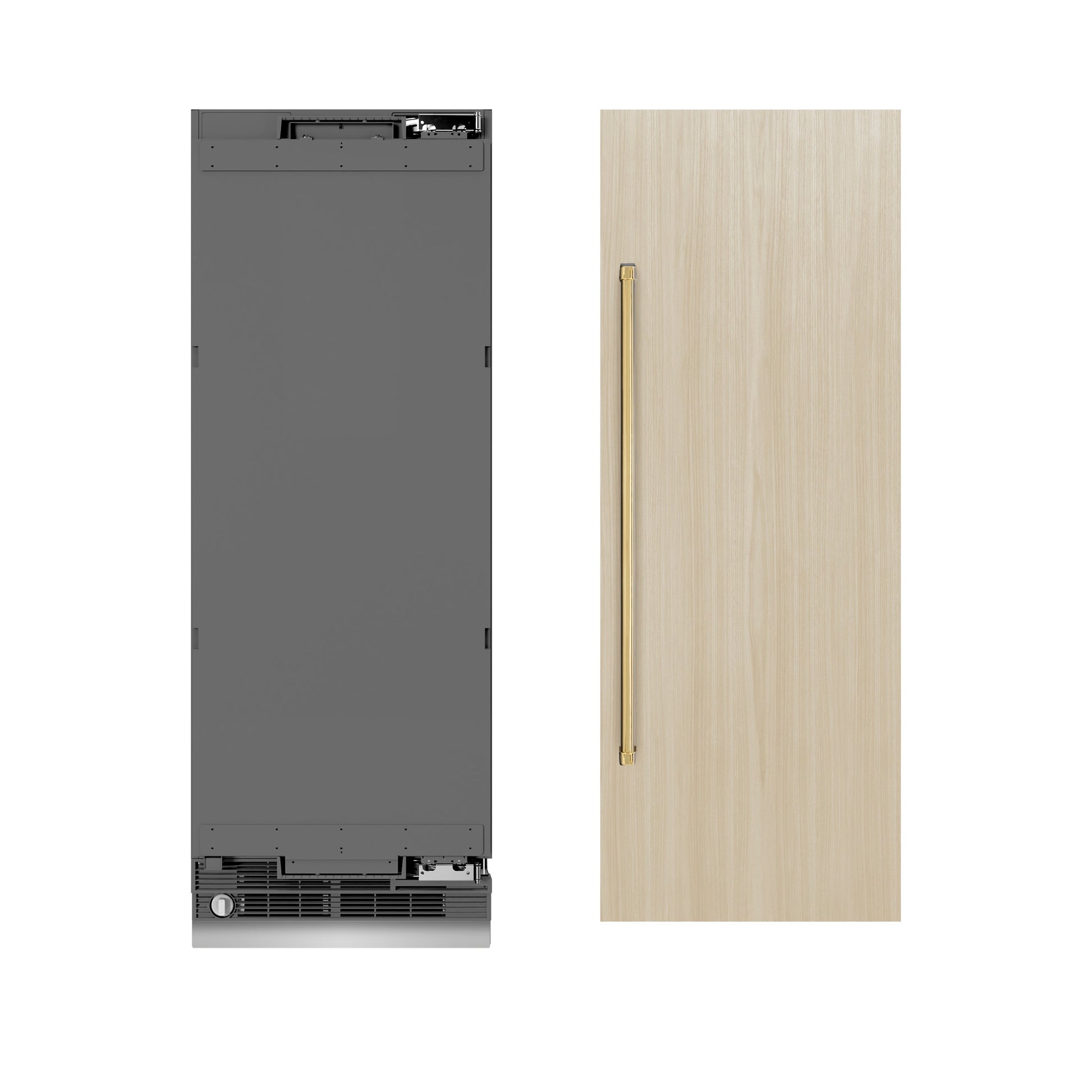 ZLINE Autograph Edition 30 in. 16.7 cu. ft. Panel Ready Column Refrigerator with Graphite Gray Interior and Polished Gold Accents (RBCRVZ-30-G)