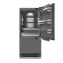 ZLINE Autograph Edition 36 in. 19.8 cu. ft. Panel Ready Built-In Bottom Freezer Refrigerator with Water Dispenser and Ice Maker with Graphite Gray Interior and Champagne Bronze Accents (GRBITZ-36-CB)